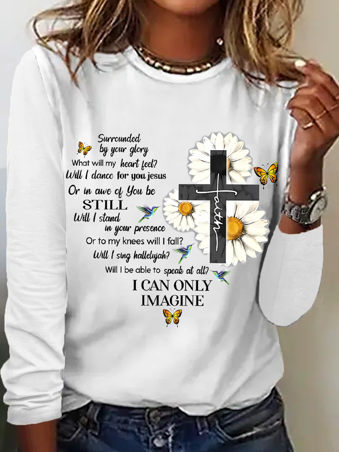 Damen Mercyme I können nur Sich vorstellen Gänseblümchen Kreuz Christian Regelmäßige Passform Gänseblümchen Langarm Bluse