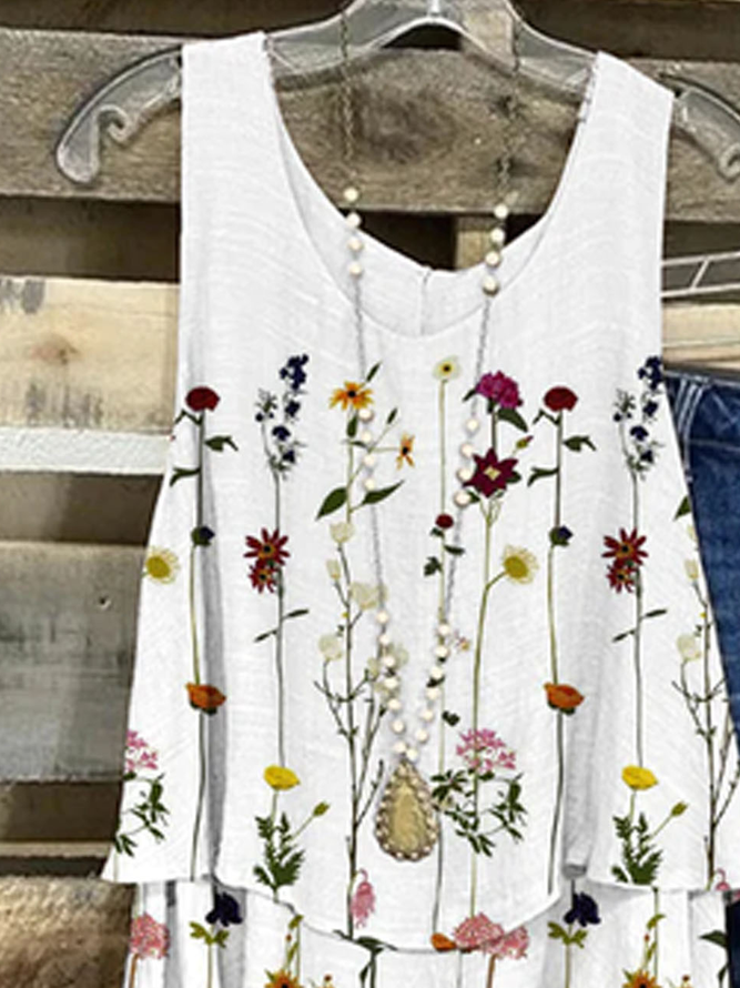 Weit Lässig Blumenmuster Tanktop Oberteile