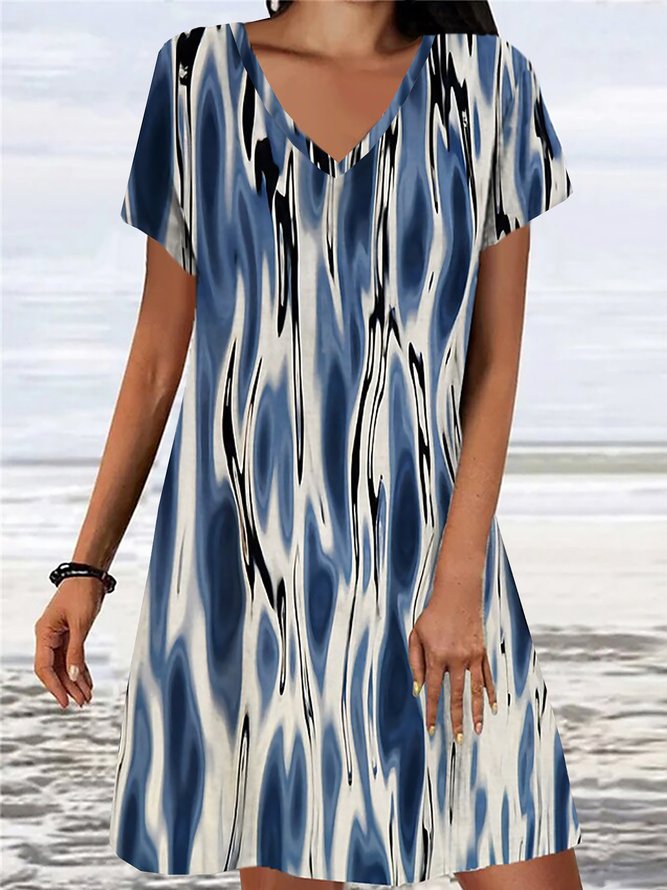 Weit Lässig Abstrakt Jersey Kleid