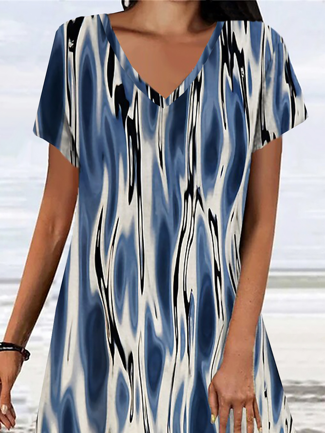 Weit Lässig Abstrakt Jersey Kleid