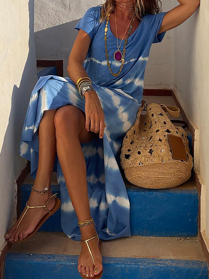 Tie-Dye-Muster Freizeitkleid