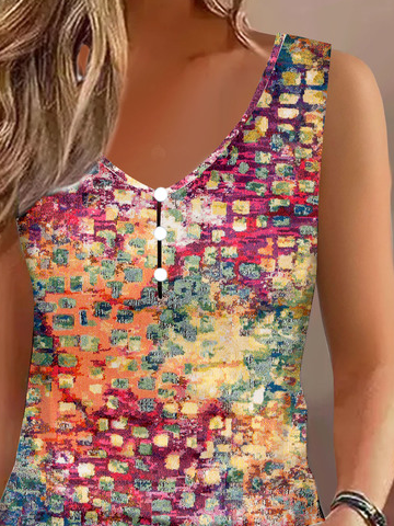Jersey Abstrakt Print Lässig Schnalle Tanktop Oberteile