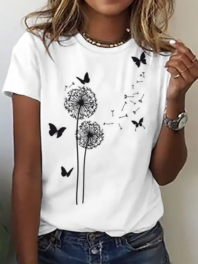 Große Größen Rundhals Locker Kurzarm T-Shirt