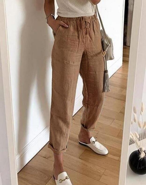 Lässig Polyester Baumwolle Unifarben Hose