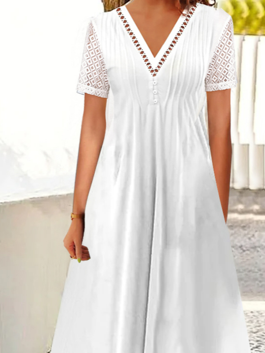 Weit Spitzenrand Freizeitkleid