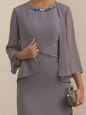 Lässig Weit Chiffon Unifarben Kleid