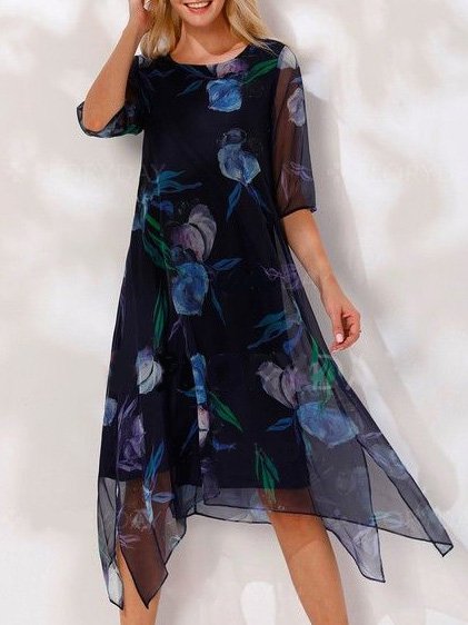 Rundhals Weit Freizeitkleid