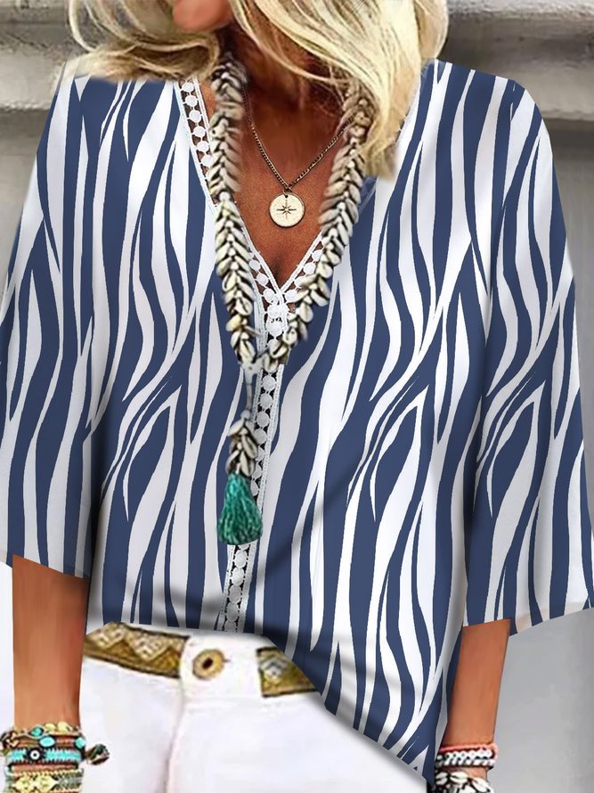 Jersey Lässig Geometrisch Bluse