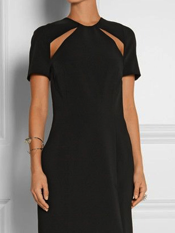 Cut-Outs Unifarben Kurzarm Lässig Tunika Kleid