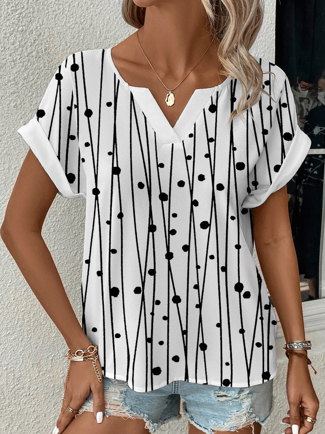 Lässig Geometrisch Gekerbt Bluse
