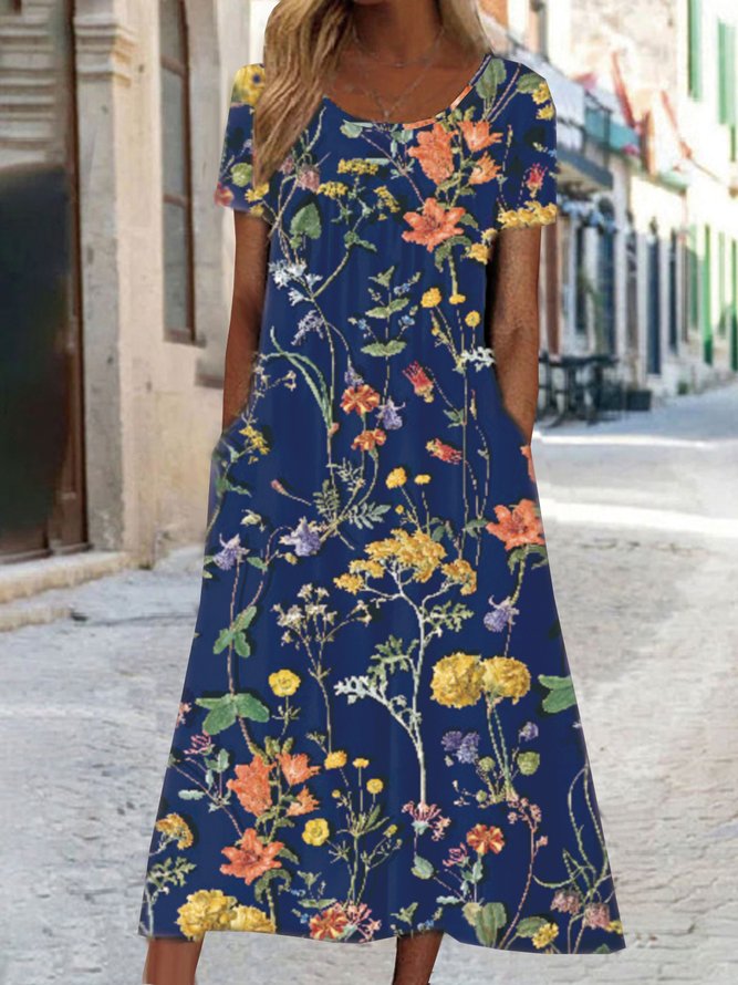 Lässig Jersey Weit Kleid