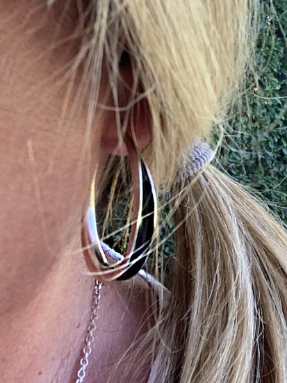 Ethnisch Silber Metall betrübt Band Ohrringe jeden Tag Retro Schmuck