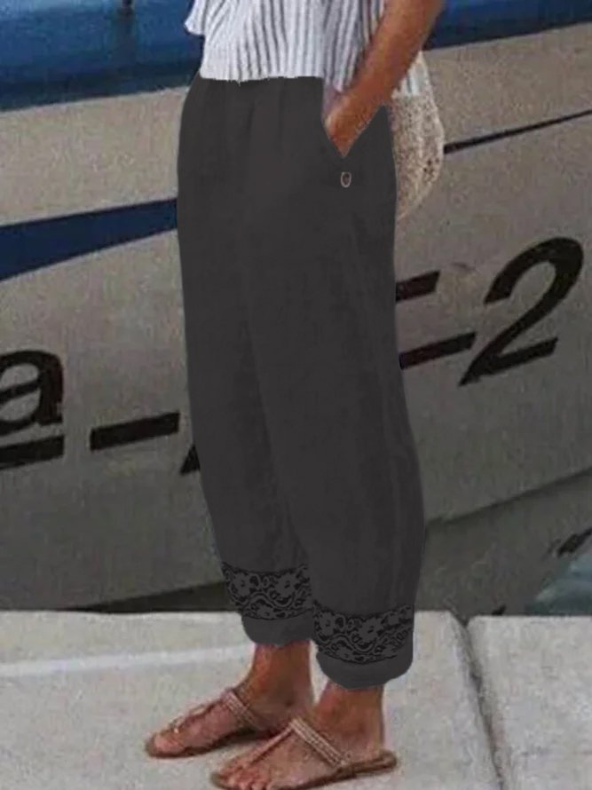 Lässig Leinen Spitze Hose