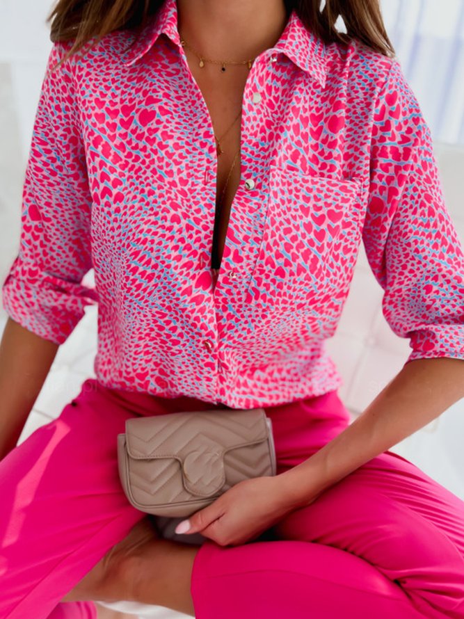 Polka Dots Hemdkragen Weit Lässig Bluse