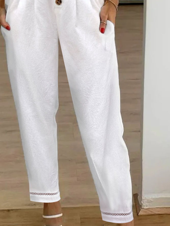 Schnalle Baumwolle Lässig Unifarben Patchwork Spitze Hose