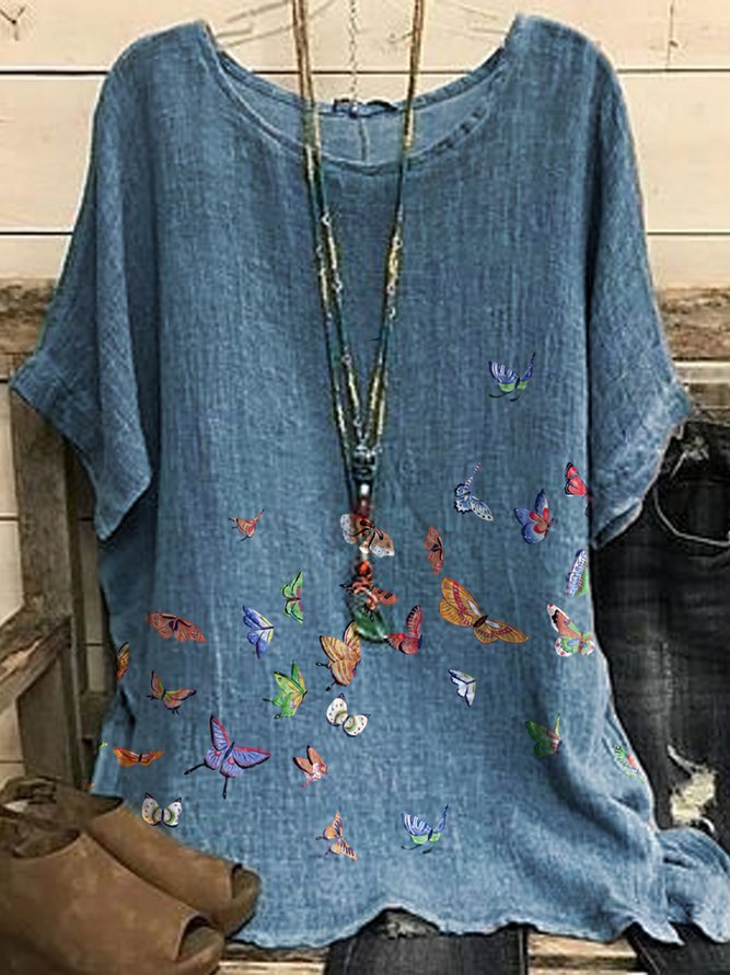 Print Rundhals Lässig Bluse