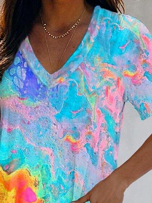 Große Größen Farbverlauf Lässig Weit Jersey T-Shirt