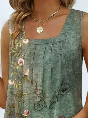 Karree-Ausschnitt Gestrickt Lässig Sommer Atmungsaktiv Tanktop Oberteile