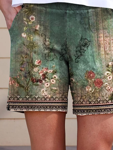 Weit Jersey Geblümt Lässige Shorts