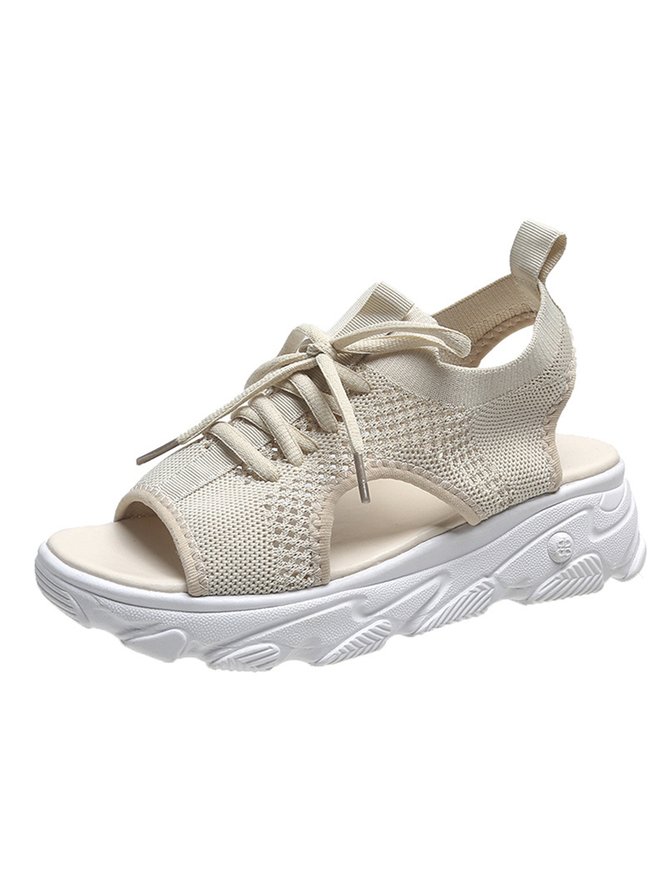 Atmungsaktiv Ausgehöhlt Schnürung Vorderseite Slip On Sportsandalen