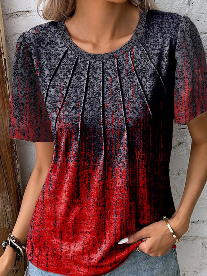 Jersey Rundhals Ethnisch Lässig Bluse