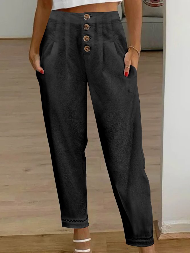 Schnalle Baumwolle Lässig Unifarben Patchwork Spitze Hose