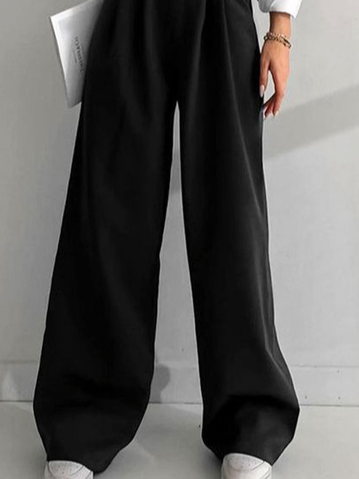 Weit Lässig Nahtverarbeitung Unifarben Hose