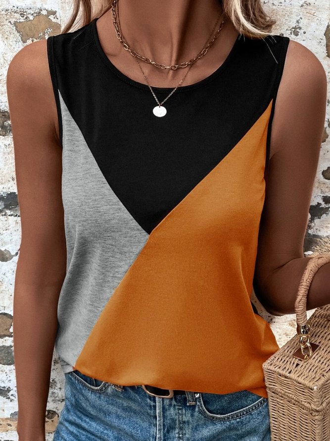 Rundhals Lässig Jersey Tanktop Oberteile