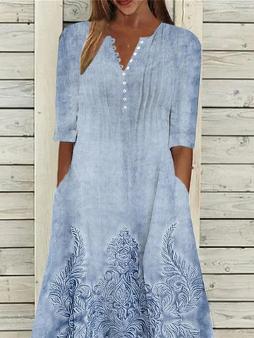 Lässig Ethnisch Weit Kleid
