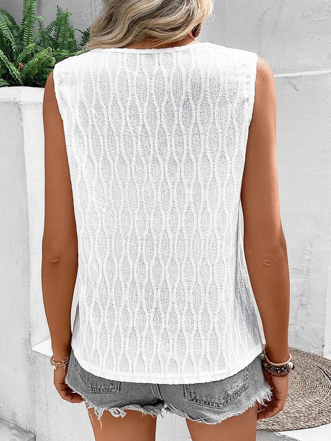 Spitze Lässig V-Ausschnitt Weit Tanktop Oberteile