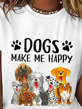Hund Weit Rundhals Lässig T-Shirt