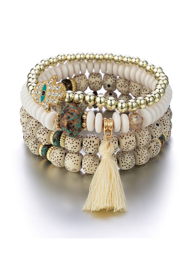 Türkis Perlen Multilayer Armband Lässig Urlaub Ethnisch Damen Schmuck