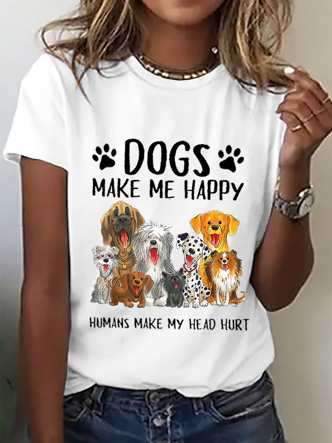 Hund Weit Rundhals Lässig T-Shirt