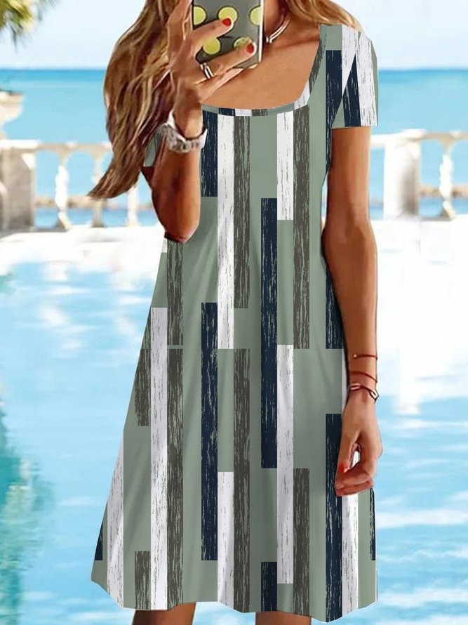 Karree-Ausschnitt Weit Urlaub Kleid mit Nein