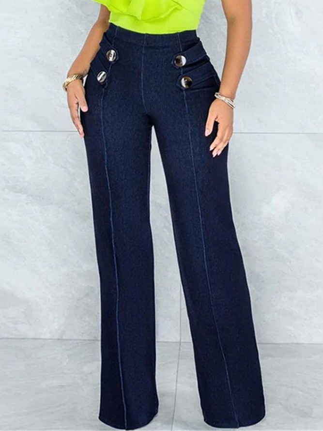 Mikroelastizität Unifarben Regelmäßige Passform Urban Lang Jeans Gerade Hosen