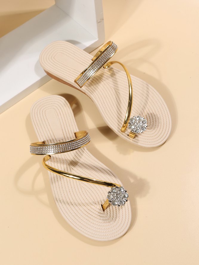 Strass Verziert Schuhspitze Ring Strand Gurt Pantolette