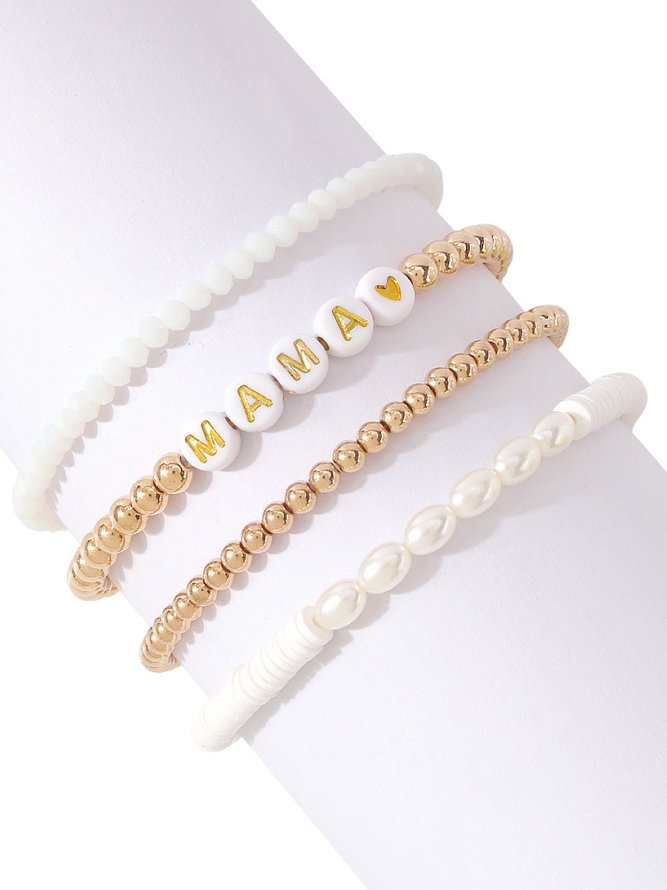 Lässig MUTTER Alphabet Perle Kristall Perlen Geschichtet Armband Urlaub Damen Schmuck