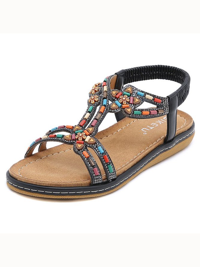 Sommer Böhmisch PU Riemchensandalen