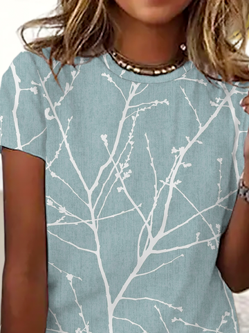Lässig Blumenmuster Kurzarm T-Shirt