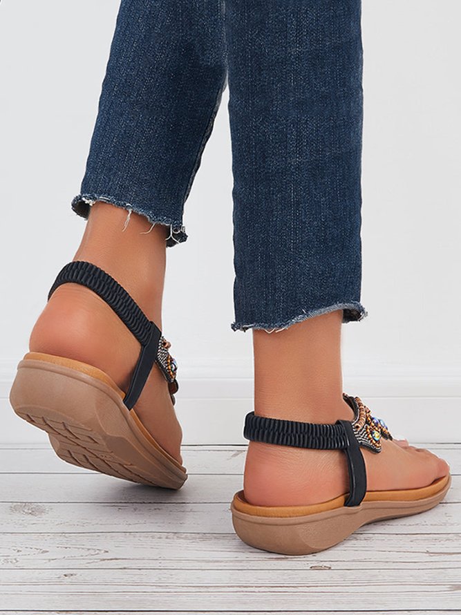 Böhmisch Perlen Strass Bequem Zehentrenner-Sandalen