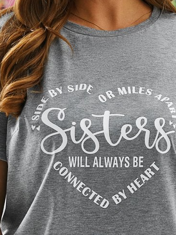 Große Größen Lässig Rundhals Kurzarm Weit Textbriefe T-Shirt