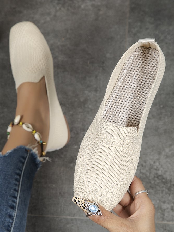Lässig Atmungsaktiv Textil Quadratisch Slip On Schuhe