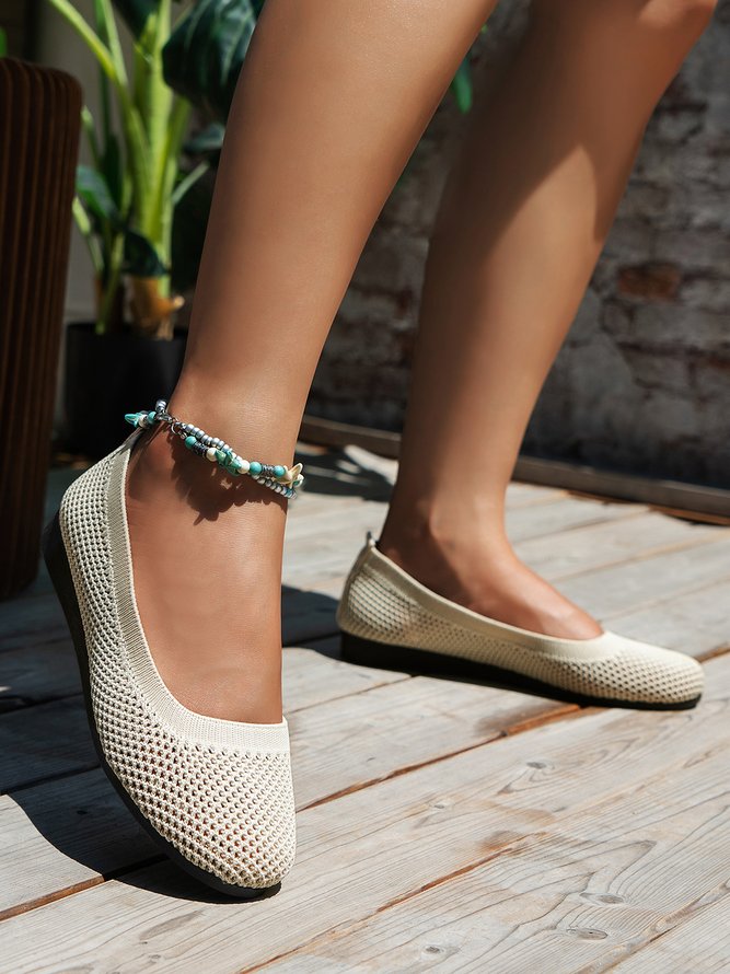 Atmungsaktiv Ausgehöhlt Textil Lässig Flache Schuhe