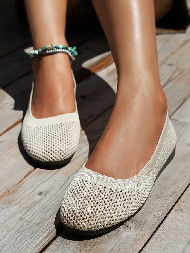 Atmungsaktiv Ausgehöhlt Textil Lässig Flache Schuhe