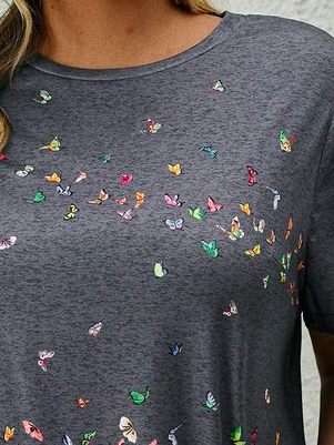 Große Größen Schmetterling Print Lässig T-Shirt