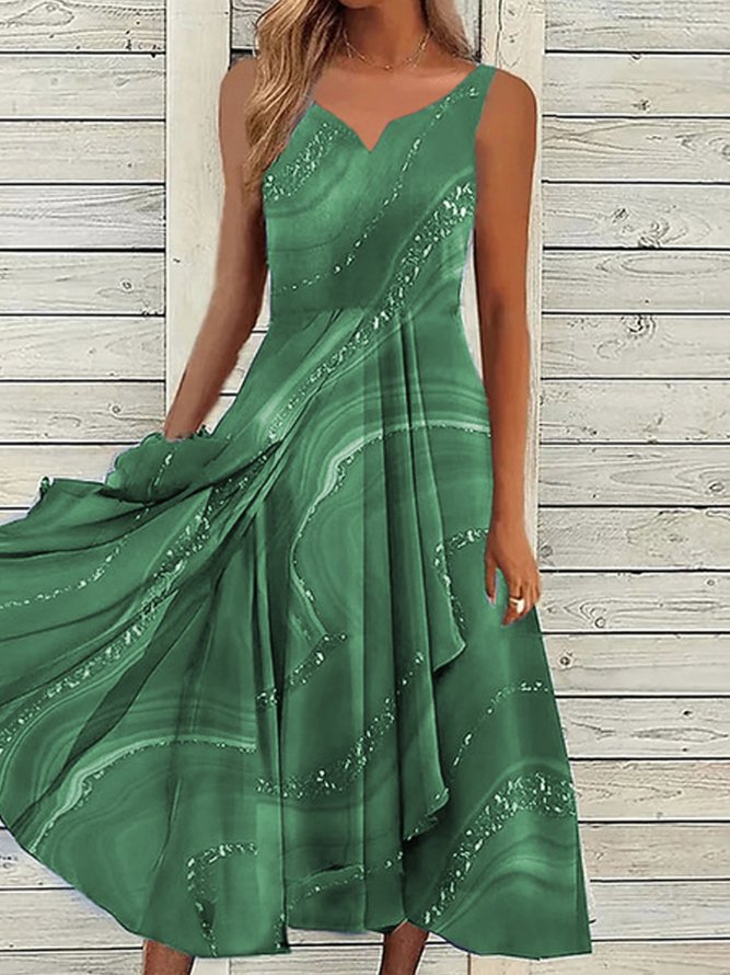 Weit Lässig zufällig Print Chiffon Kleid