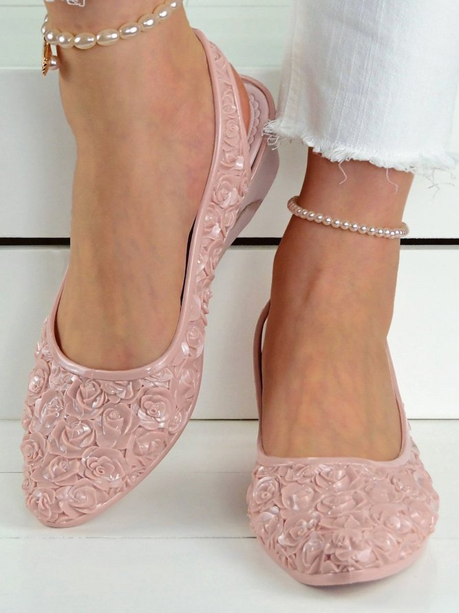 Wasserdicht Geblümt Keilabsatz Slingback Flache Schuhe