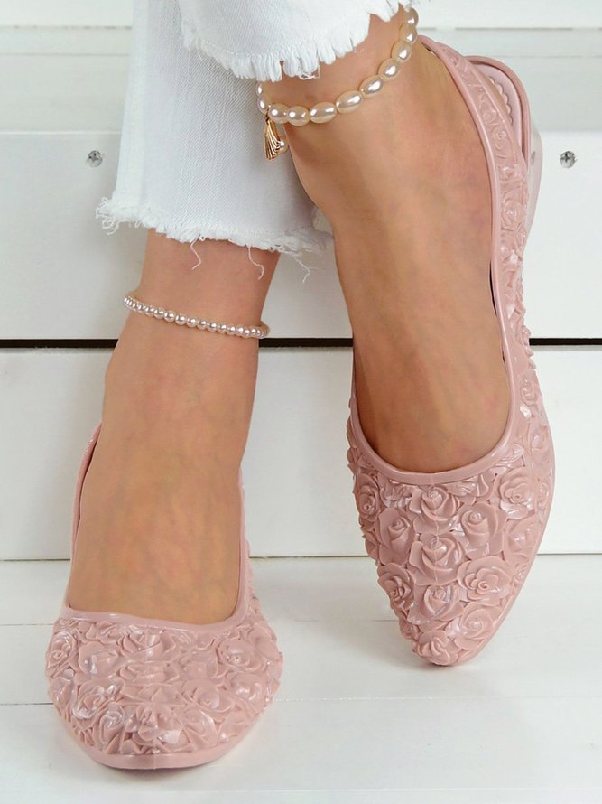 Wasserdicht Geblümt Keilabsatz Slingback Flache Schuhe