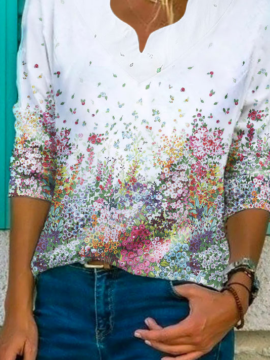 Blumenmuster Frühling Neu Heiß Stil Super nett Lässig Damen Oberteile