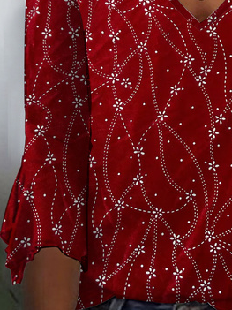 Geometrisch Samt Lässig Weit Tunika Bluse